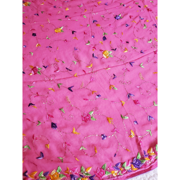 Women Pure Georgette Parsi Gara Saree Designer Party Cocktail Bollywood Wedding - Picture 5 of 16